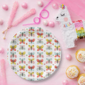 Butterfly And Floral Pattern Pappteller (Party)