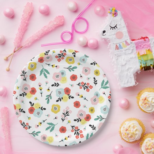 Butterfly And Floral Pattern  Pappteller (Party)