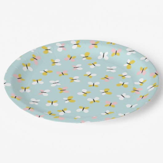 Butterfly And Floral Pattern  Pappteller (Schrägansicht)