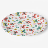 Butterfly And Floral Pattern  Pappteller (Schrägansicht)