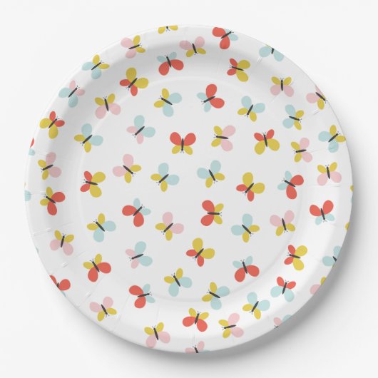 Butterfly And Floral Pattern  Pappteller (Vorderseite)