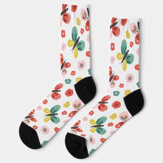 Butterfly And Floral Pattern  Socken (Linkes Detail)