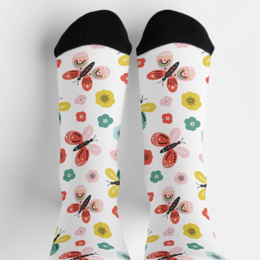 Butterfly And Floral Pattern  Socken (Oben)