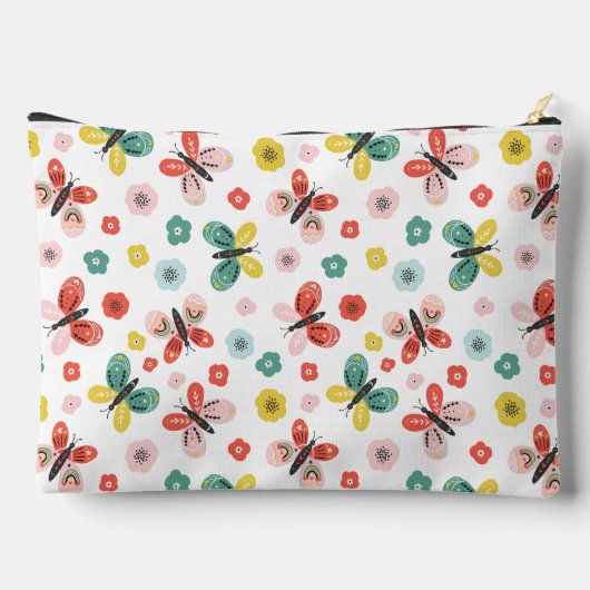 Butterfly And Floral Pattern  Zubehörtasche (Rückseite)
