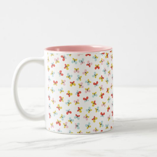 Butterfly And Floral Pattern  Zweifarbige Tasse (Links)