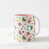 Butterfly And Floral Pattern  Zweifarbige Tasse (VorderseiteRechts)