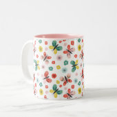 Butterfly And Floral Pattern  Zweifarbige Tasse (Vorderseite Links)