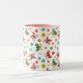 Butterfly And Floral Pattern  Zweifarbige Tasse (Mittel)