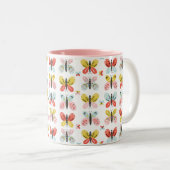 Butterfly And Floral Pattern  Zweifarbige Tasse (VorderseiteRechts)