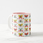 Butterfly And Floral Pattern  Zweifarbige Tasse (Vorderseite Links)