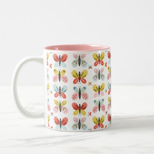 Butterfly And Floral Pattern  Zweifarbige Tasse (Links)