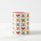 Butterfly And Floral Pattern  Zweifarbige Tasse (Mittel)