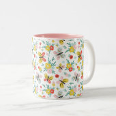 Butterfly And Floral Pattern  Zweifarbige Tasse (VorderseiteRechts)