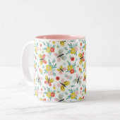 Butterfly And Floral Pattern  Zweifarbige Tasse (Vorderseite Links)
