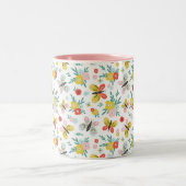 Butterfly And Floral Pattern  Zweifarbige Tasse (Mittel)