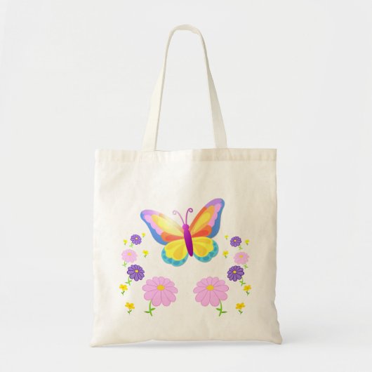 Butterfly and Flowers Tote Bag Tragetasche (Vorne)