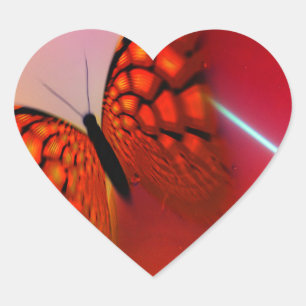 Butterfly and Hearts Herz-Aufkleber