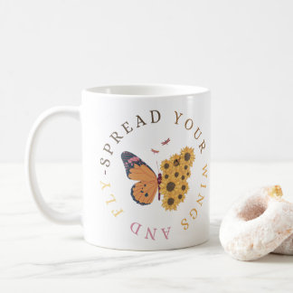 Butterfly and Sunflower Design Kaffeetasse