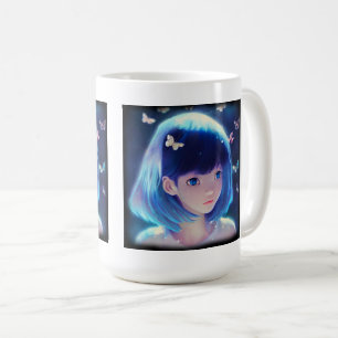 Butterfly Anime Girl Classic Tasse, 15 oz Kaffeetasse