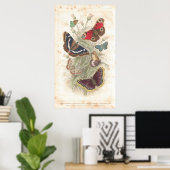 Butterfly Antiker Lithographiedruck Poster (Heimbüro)