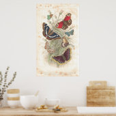 Butterfly Antiker Lithographiedruck Poster (Küche)