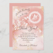 Butterfly Apricot Watercolor Babydusche Vielen Dan Dankeskarte (Vorne/Hinten)