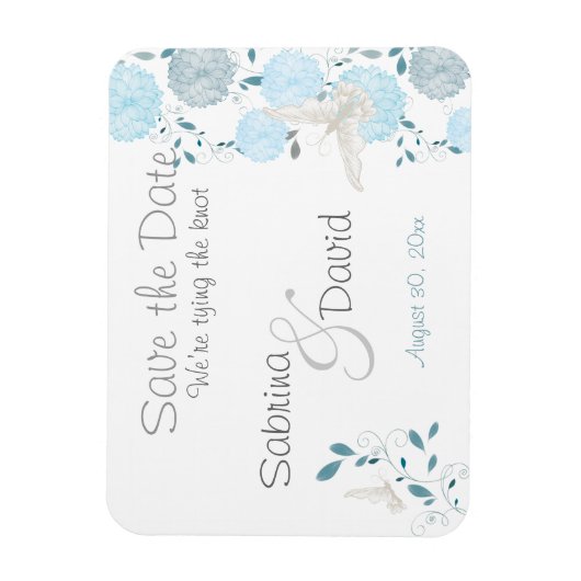 Butterfly Aquamarin Blue Chrysanthemas Save the Da Magnet (Vertikal)