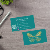 Butterfly aquamariner Goldcode QR Visitenkarte