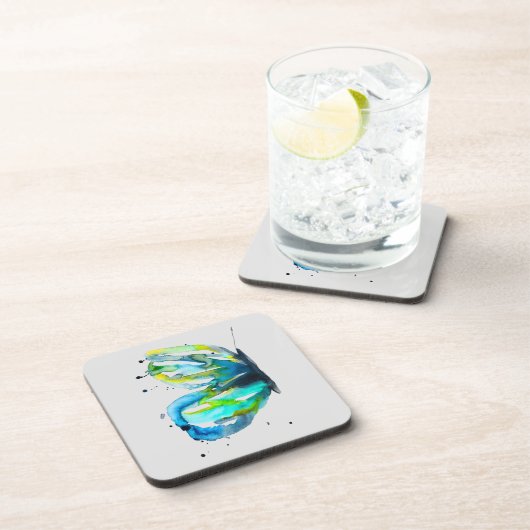 Butterfly Aquarell-Aquarell Getränkeuntersetzer (Rechte Seite)