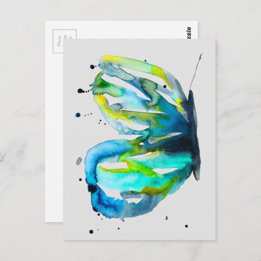Butterfly Aquarell-Aquarell Postkarte (Vorne/Hinten)