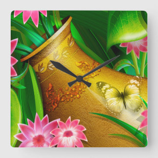 Butterfly Art 10 Wall Clocks & Numeral Options Quadratische Wanduhr