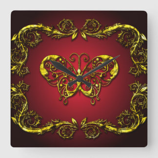 Butterfly Art 9 Wall Clocks & Numeral Options Quadratische Wanduhr