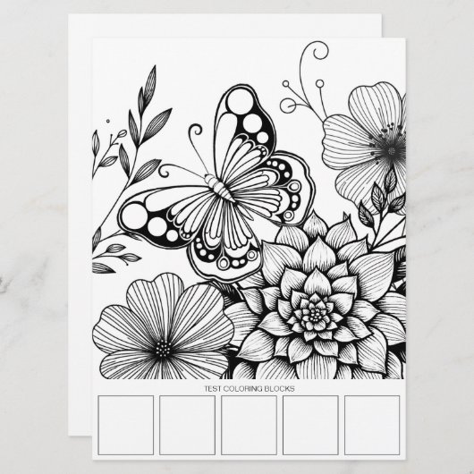 Butterfly Art Aduloring Coloring Card Einladung (Vorne/Hinten)