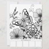 Butterfly Art Aduloring Coloring Card Einladung (Vorderseite)