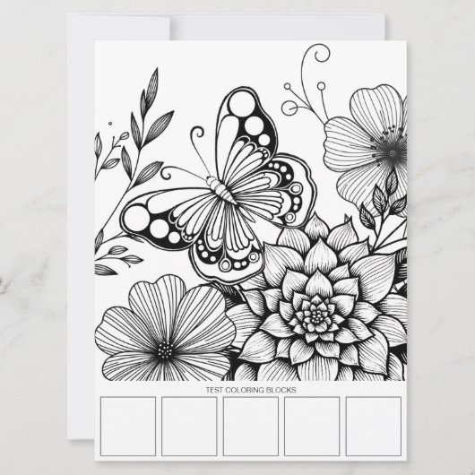 Butterfly Art Aduloring Coloring Card Einladung (Vorderseite)