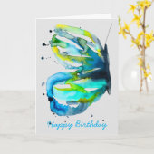 Butterfly Art Aquarell Karte (Gelbe Blume)