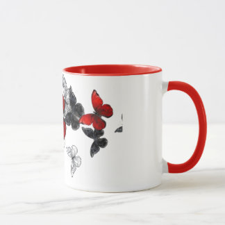 "Butterfly Art Coffee Tasse, Red Accent, Einzigart Tasse
