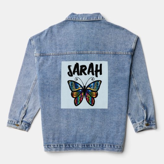 BUTTERFLY ART PERSONALISIERT DENIM JEAN JACKET JEANSJACKE (Rückseite)