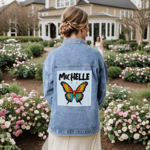 BUTTERFLY ART PERSONALISIERT DENIM JEAN JACKET JEANSJACKE
