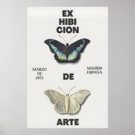 Butterfly Art Print 1971 Madrid Exhibition Poster
