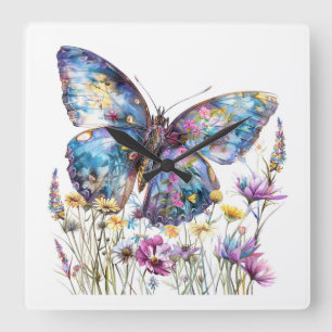 Butterfly Art Quadratische Wanduhr