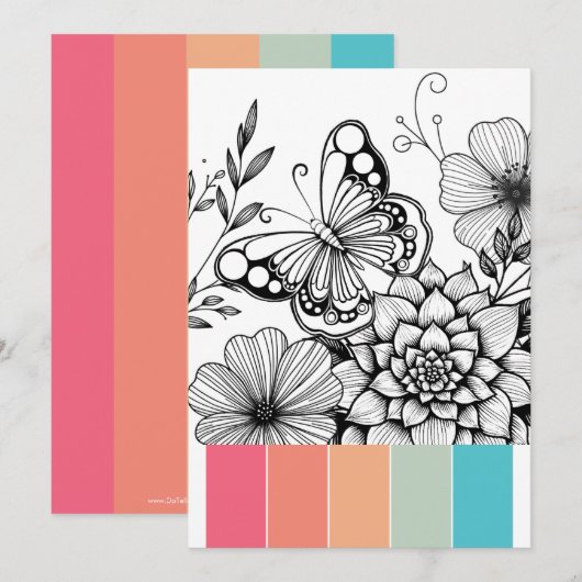 Butterfly Art Therapy Farbkarten Einladung (Vorne/Hinten)