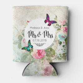 Butterfly auf einem Shabby Vintag Collage Mr. and  Dosenkühler