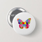 Butterfly Autismus Bewusstsein Phantastisches farb Button (Vorne & Hinten)
