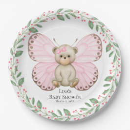 Butterfly Baby Bear Pink Dusche | Teller aus Papie