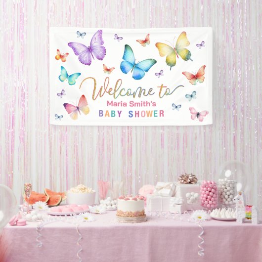 Butterfly Baby Dusche Begrüßungsbanner Banner (Party)