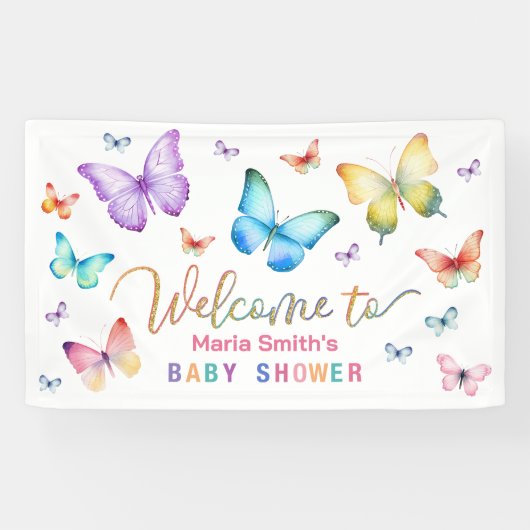 Butterfly Baby Dusche Begrüßungsbanner Banner (Horizontal)