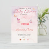 Butterfly Baby Dusche Einladung (Stehend Vorderseite)