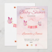 Butterfly Baby Dusche Einladung (Vorne/Hinten)