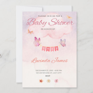 Butterfly Baby Dusche Einladung